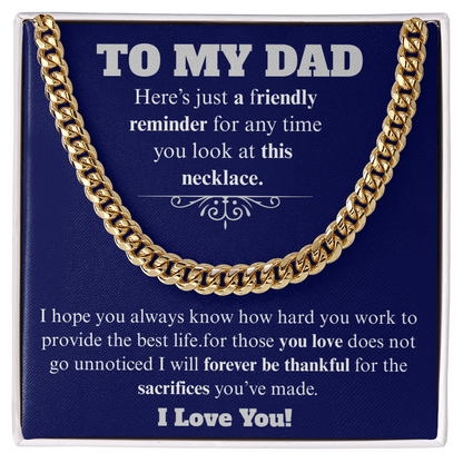 To My Dad Cuban Necklace