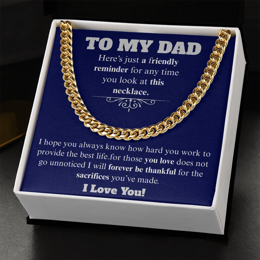To My Dad Cuban Necklace