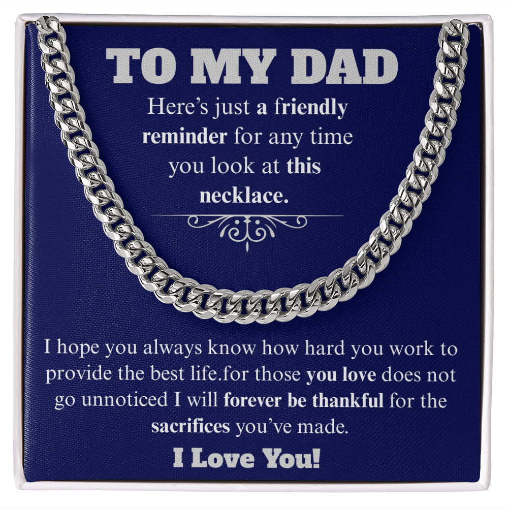 To My Dad Cuban Necklace