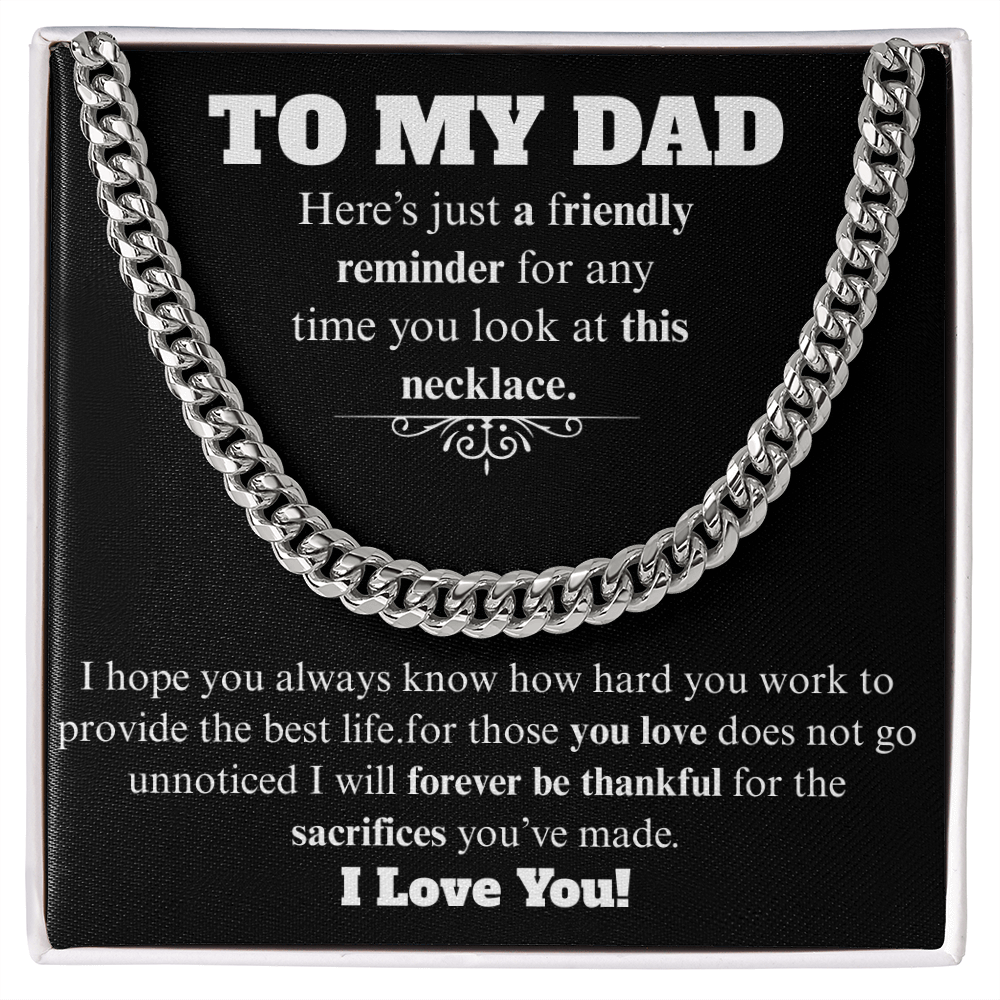 To My Dad Cuban Necklace BW