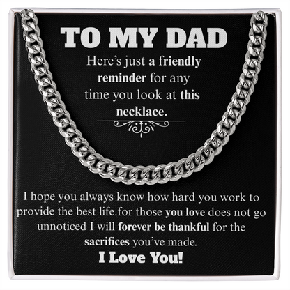 To My Dad Cuban Necklace BW
