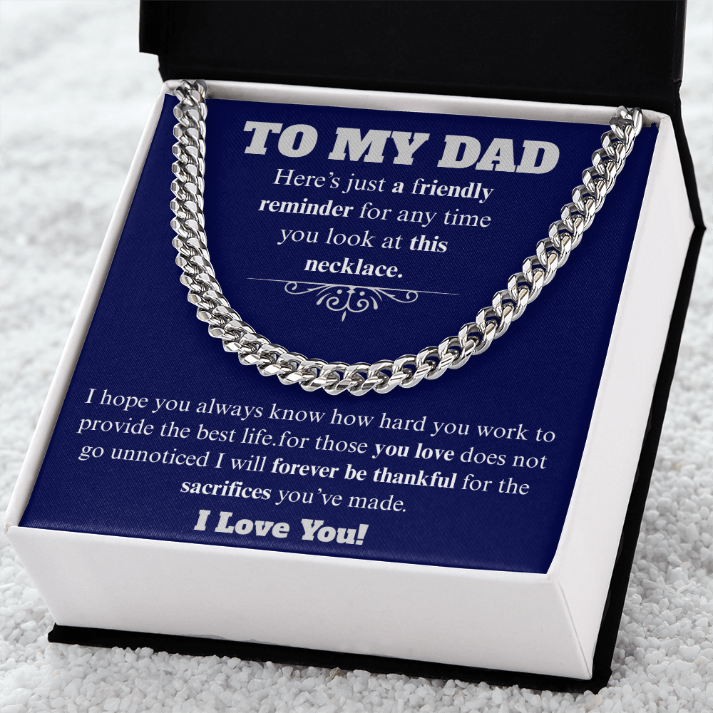 To My Dad Cuban Necklace