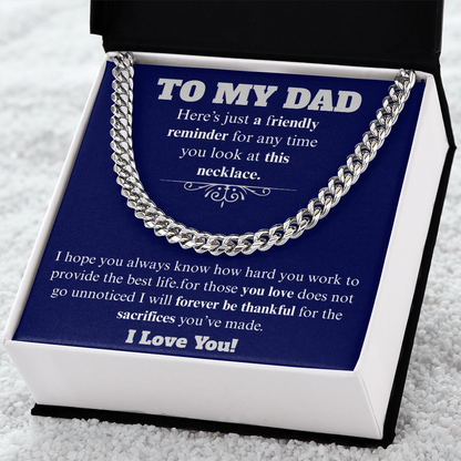 To My Dad Cuban Necklace