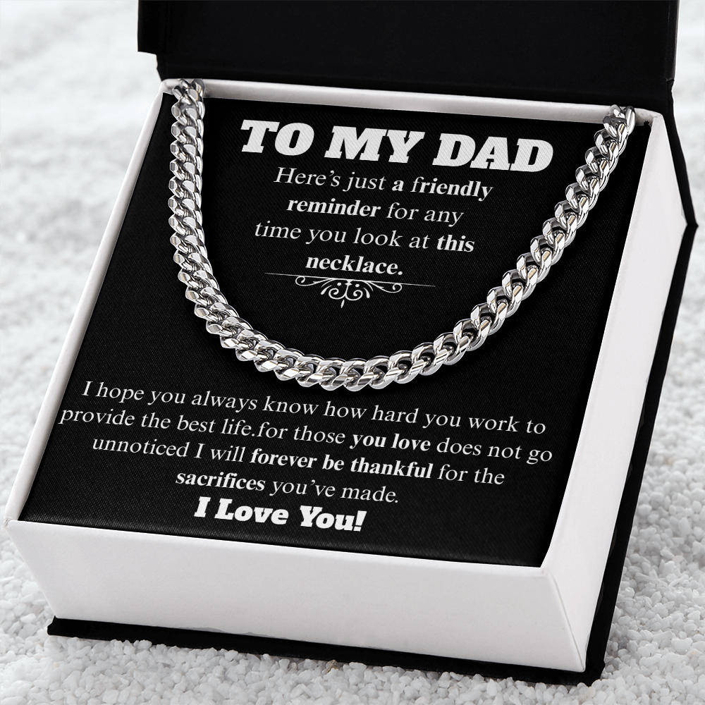 To My Dad Cuban Necklace BW