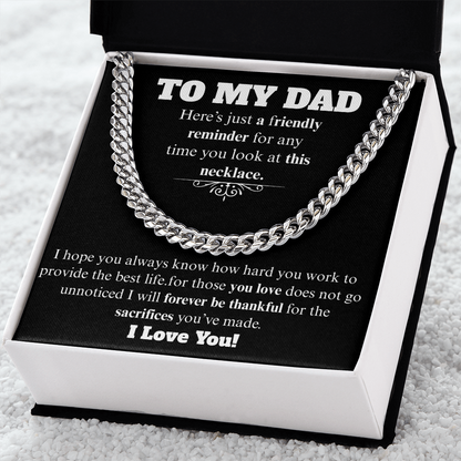 To My Dad Cuban Necklace BW