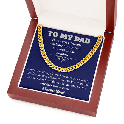To My Dad Cuban Necklace