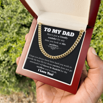 To My Dad Cuban Necklace BW