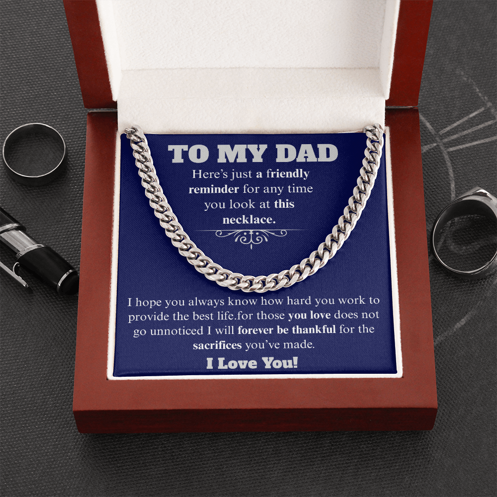 To My Dad Cuban Necklace