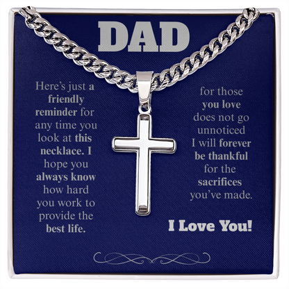 To My Dad Cross Necklace
